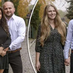 Dwie pary pozują do zdjęć. Na pierwszym planie rolnik szuka żony 11, a obok niego jego wybranka.
